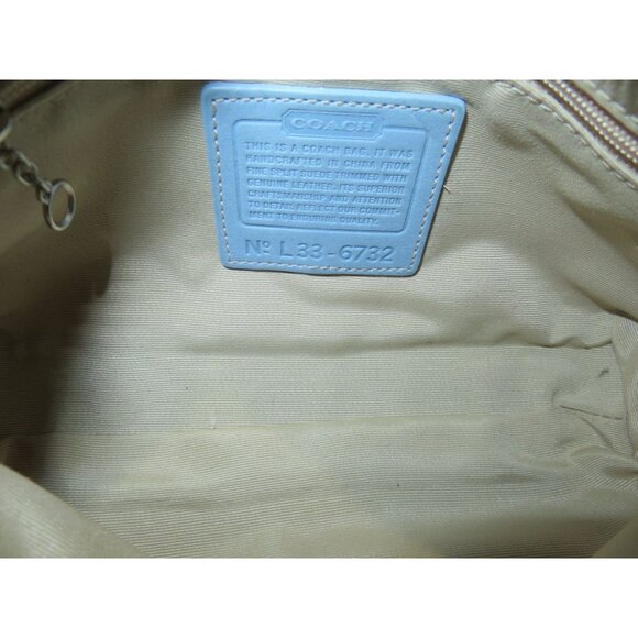 Coach 2002 Rare find Baby Blue Suede Leather Heart Stitched Demi Baguette Bag - Picture 6 of 12